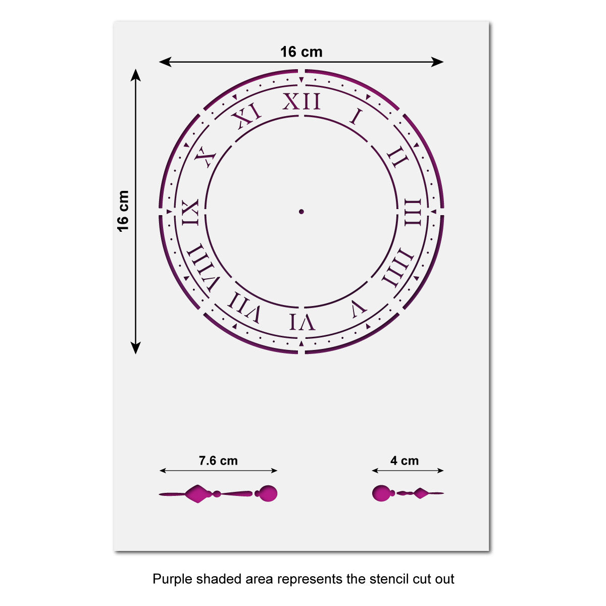 CraftStar Vintage Clock Stencil - Size Guide