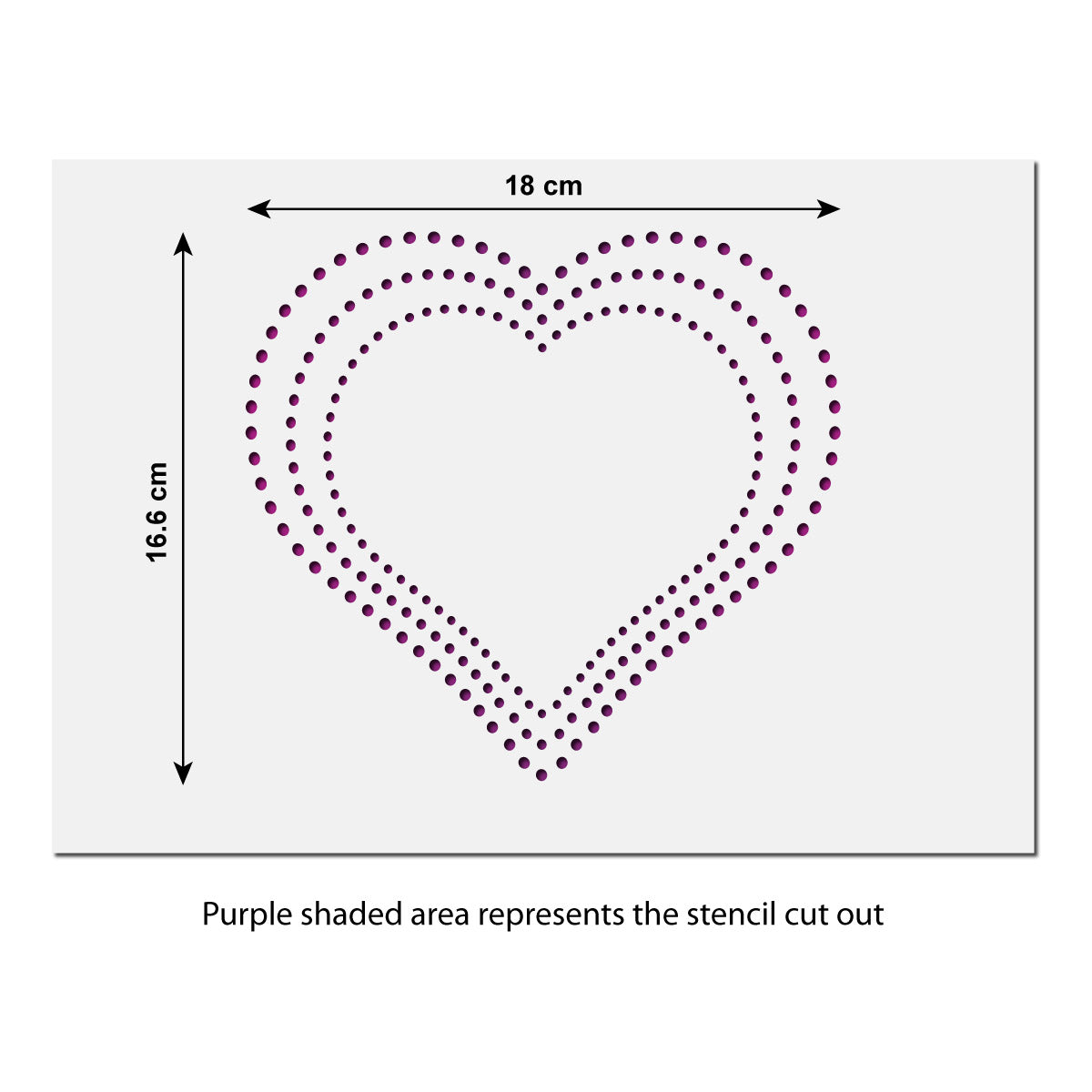 CraftStar Dot Pattern Heart Stencil - Size Guide