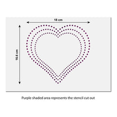 CraftStar Dot Pattern Heart Stencil - Size Guide