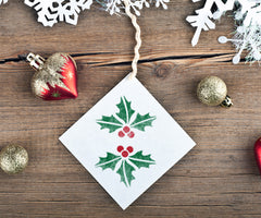 CraftStar Christmas Holly Stencil on Gift Tag