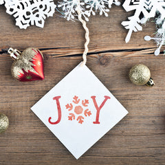 CraftStar Joy Stencil Word Template on Christmas decoration