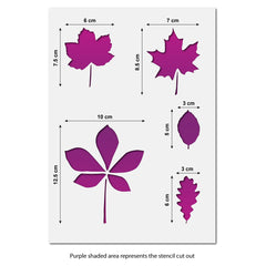 CraftStar Leaf Stencil Set - Size Guide