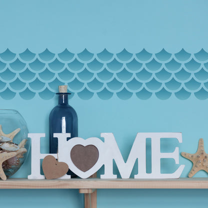 Craftstar Mermaid Scales Stencil on wall