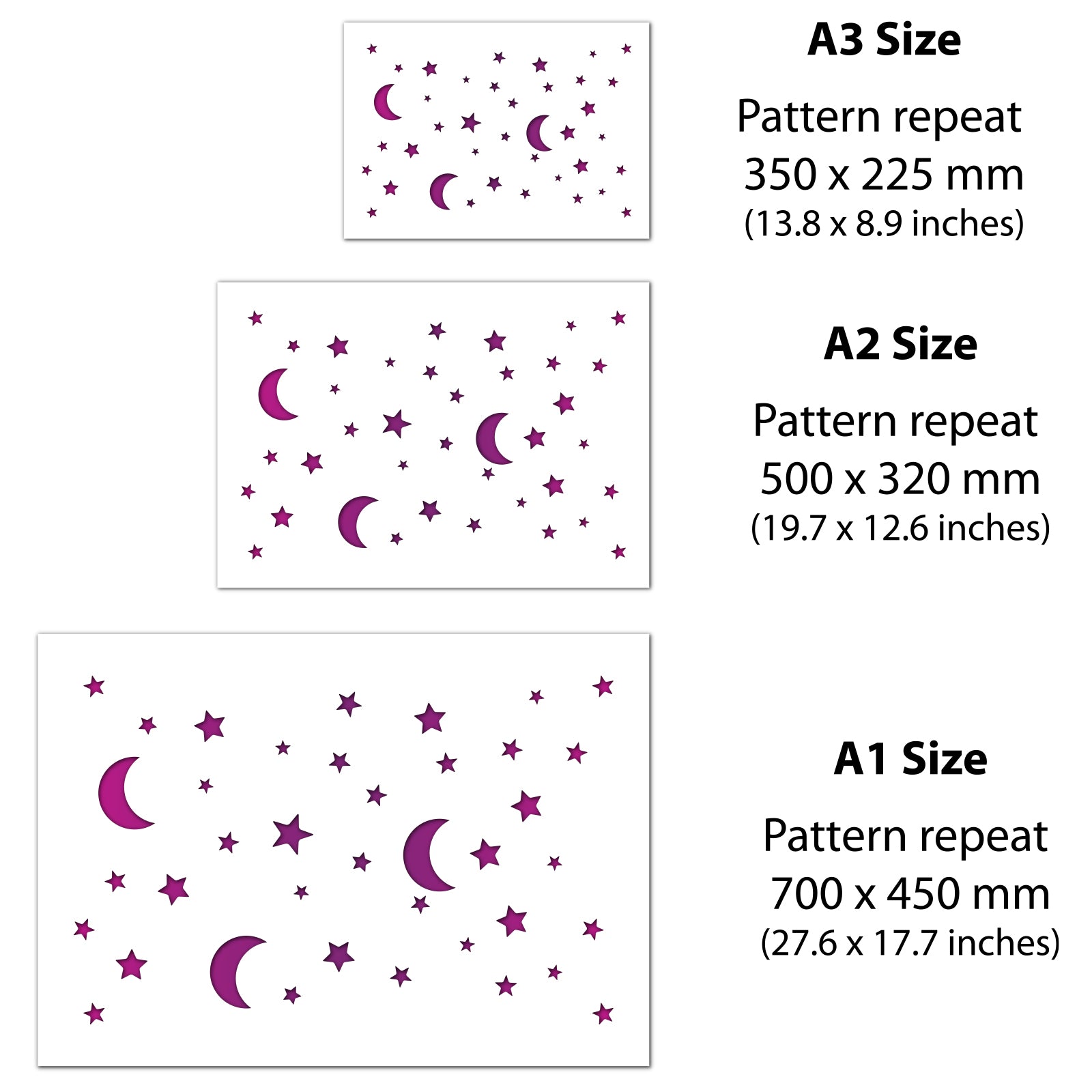CraftStar Moon and Stars Pattern Stencil size guide