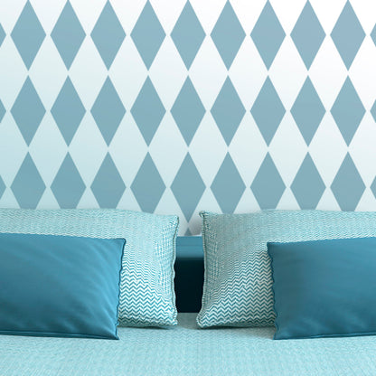 CraftStar Motley Harlequin Allover Pattern Stencil on bedroom wall