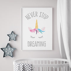 CraftStar Never Stop Dreaming Unicorn Stencil in frame