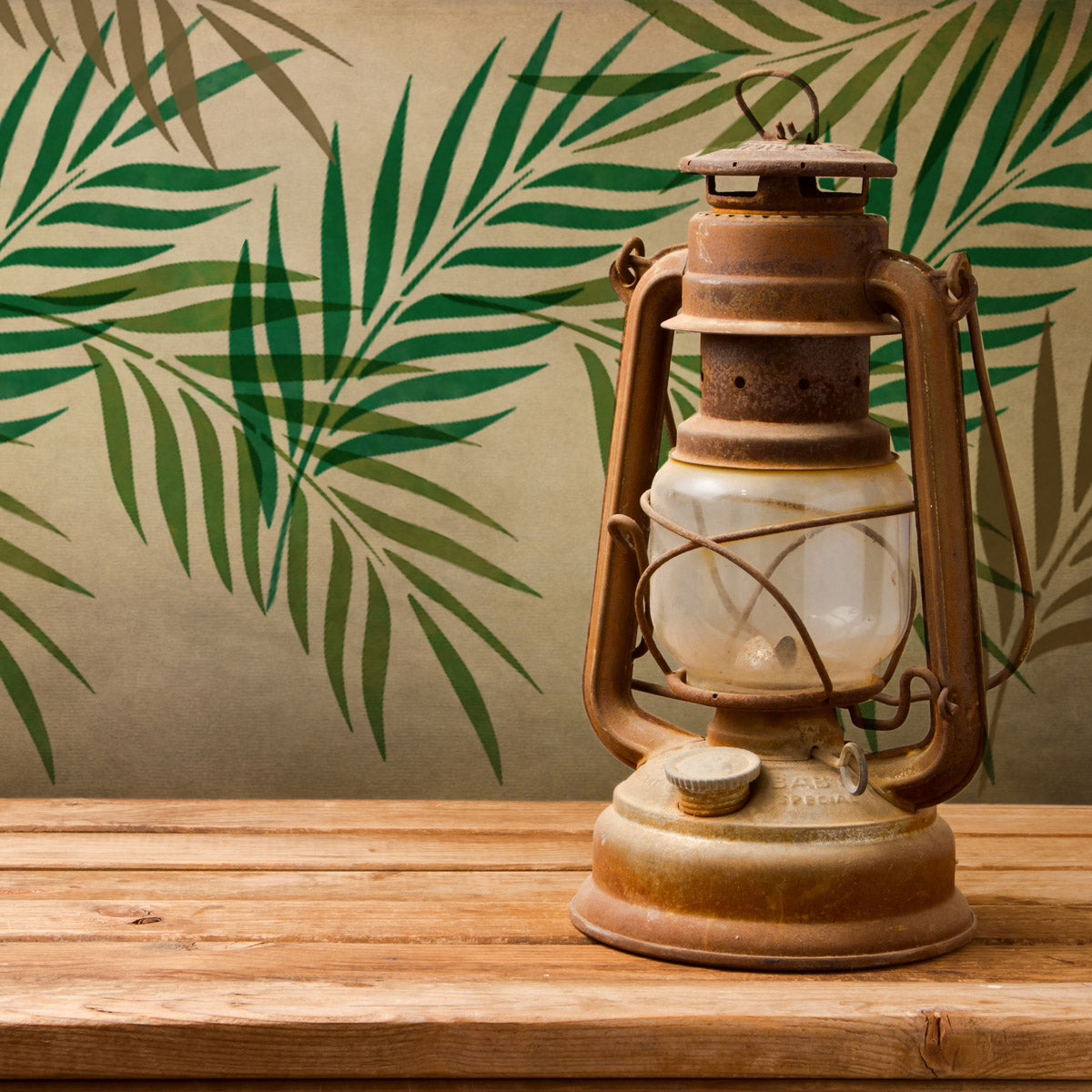 CraftStar Palm Leaf Stencil - Layered on Wall