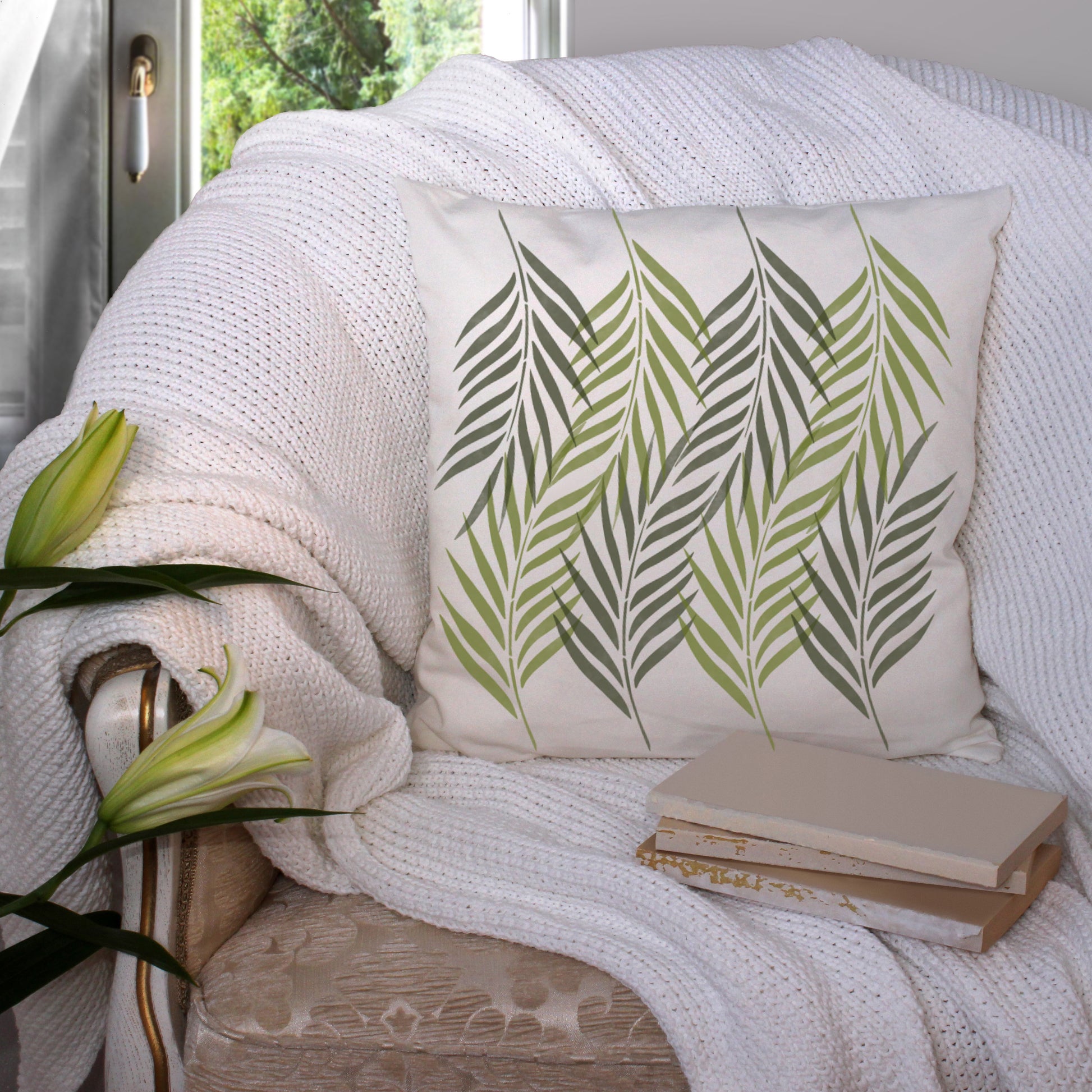 CraftStar Palm Leaf Wall Stencil on Fabric
