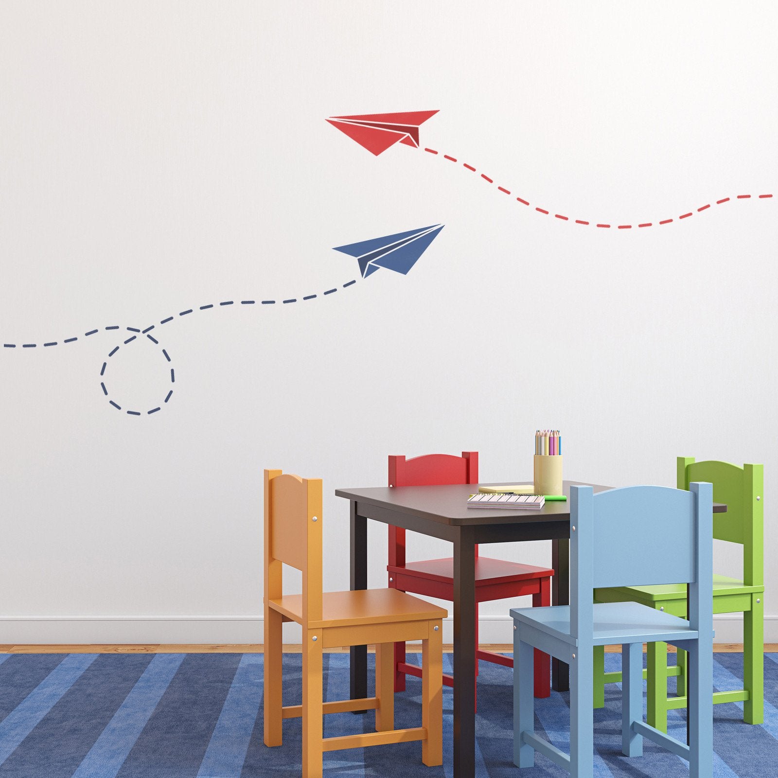 CraftStar Paper Plane Stencil in Kids Playroom