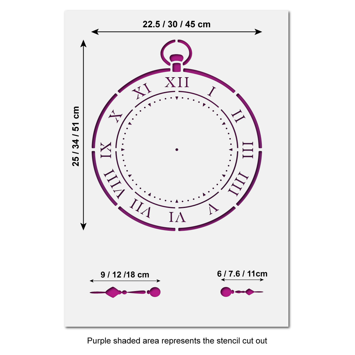 CraftStar Vintage Pocket Watch Stencil Sizes