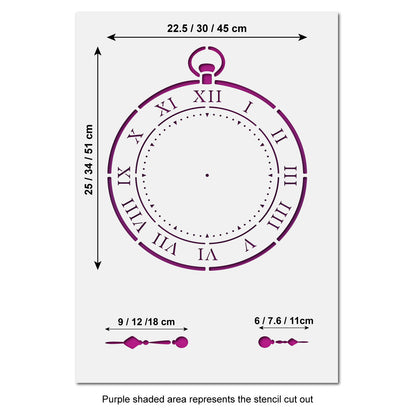 CraftStar Vintage Pocket Watch Stencil Sizes