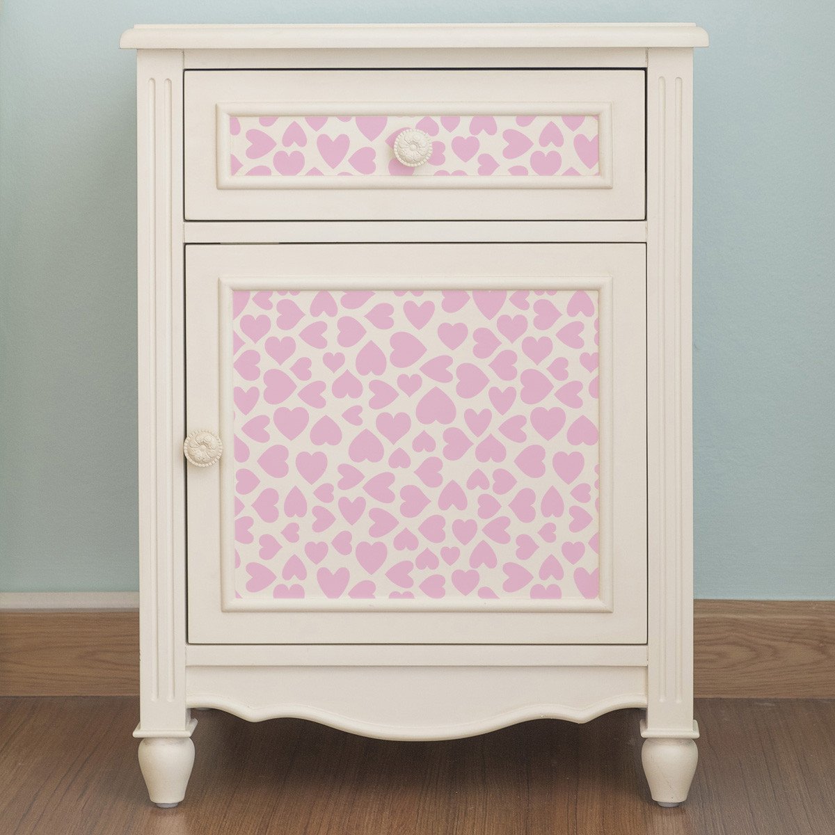 CraftStar Hearts Seamless Pattern Stencil on Furniture