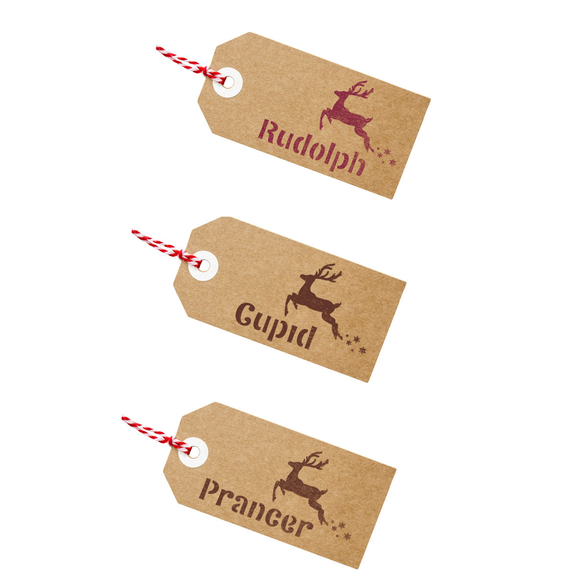 CraftStar Santa's Reindeer Names Stencil on Gift Tags