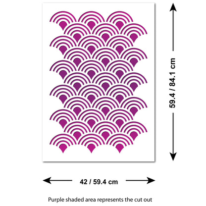 CraftStar Scallop Repeating Pattern Wall Stencil Sizes