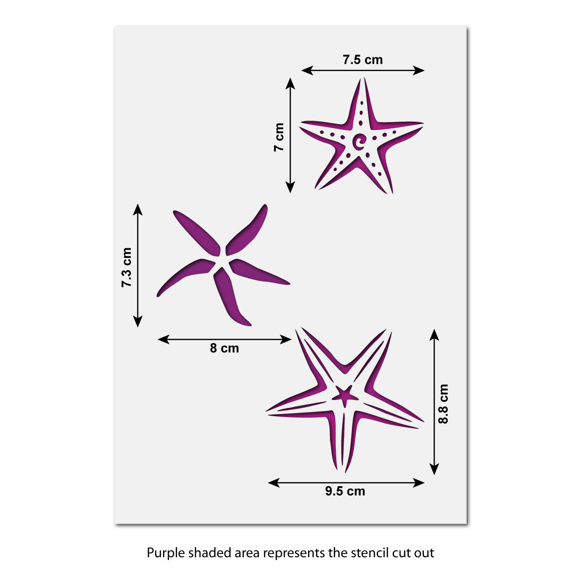 CraftStar Starfish Stencil Set Size Information