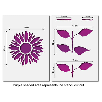 CraftStar Sunflower Plant Stencil - A4 Size