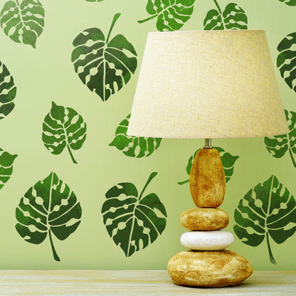 CraftStar Monstera Leaf Stencil Set on Wall