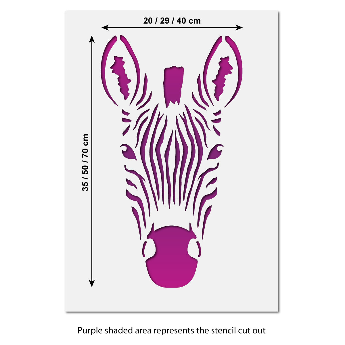 CraftStar Zebra Head Wall Stencil - Size Guide