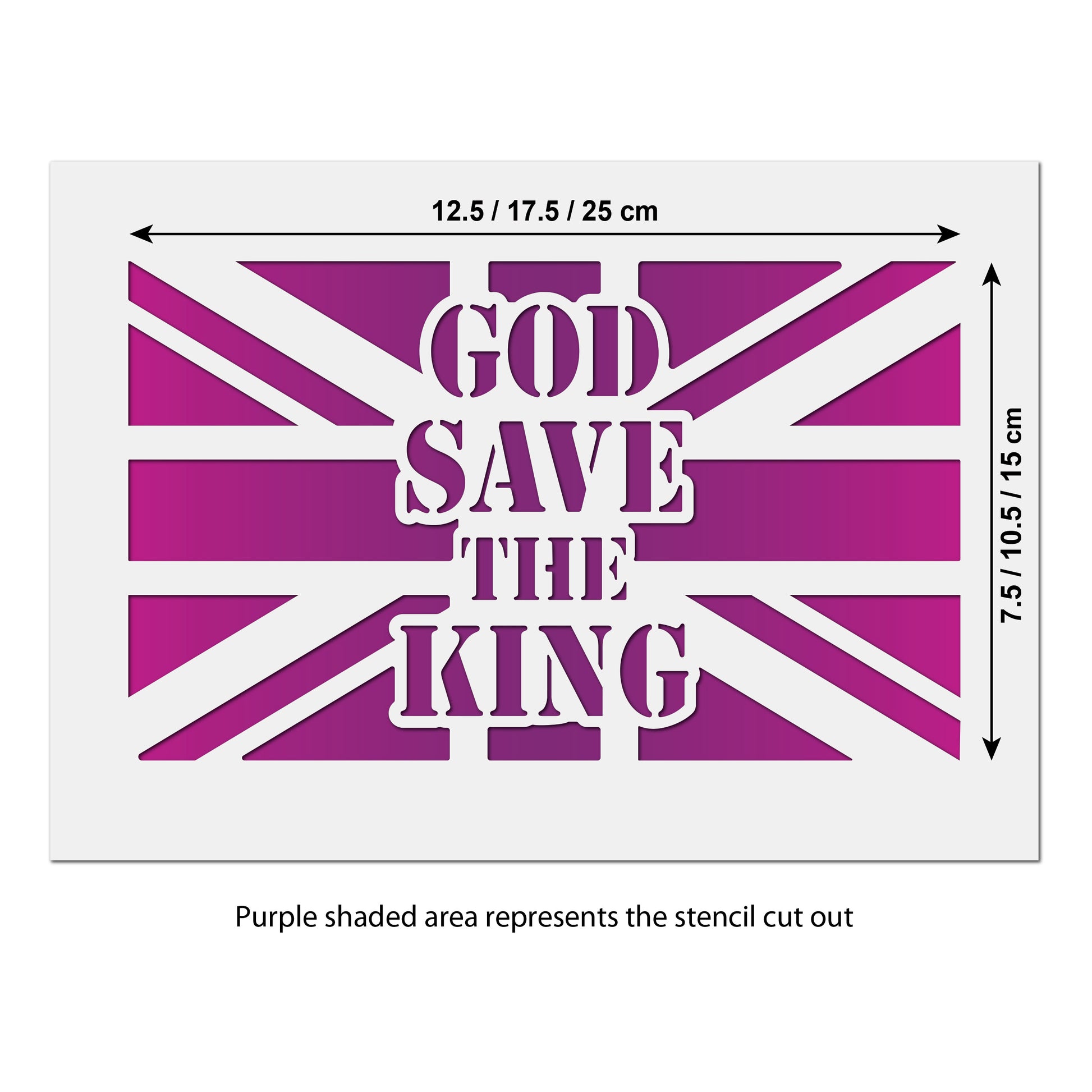 CraftStar God Save The King UK Flag Stencil size guide