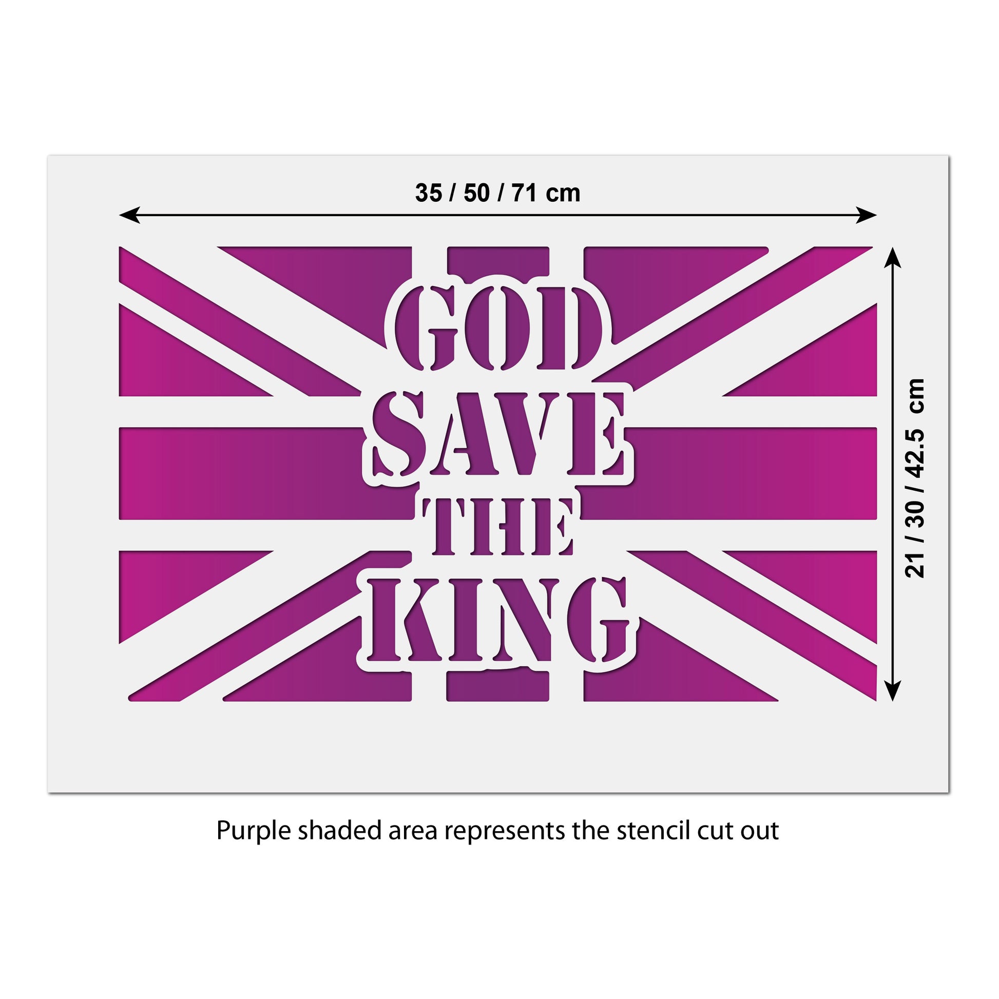 CraftStar God Save The King Large Flag Stencil Template Size Guide