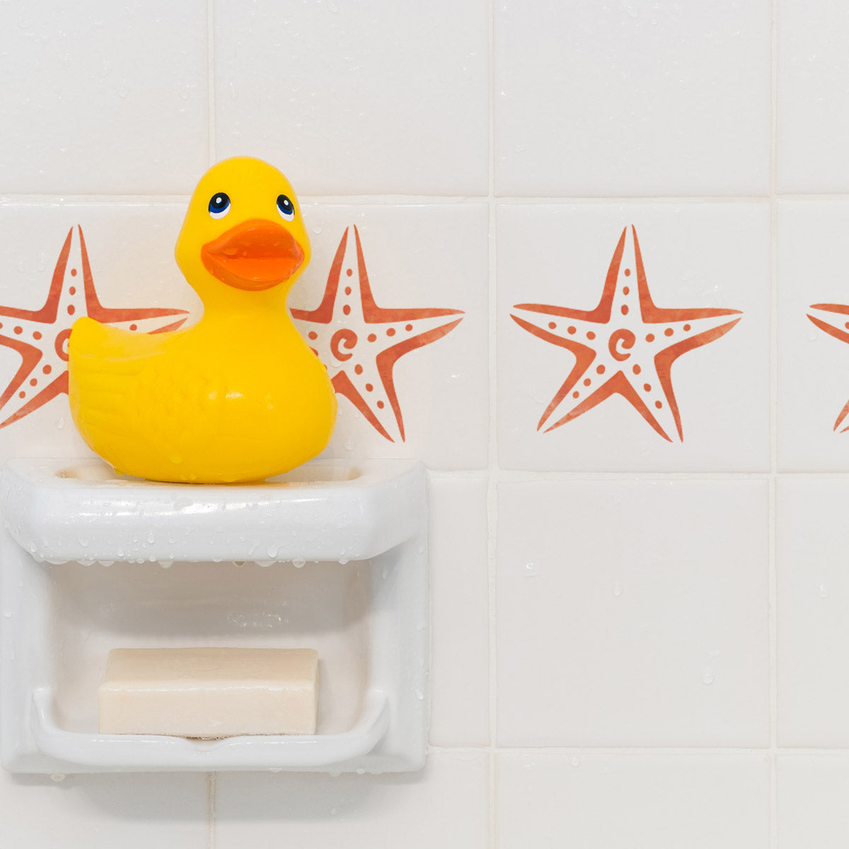 CraftStar Starfish Stencil on tiles