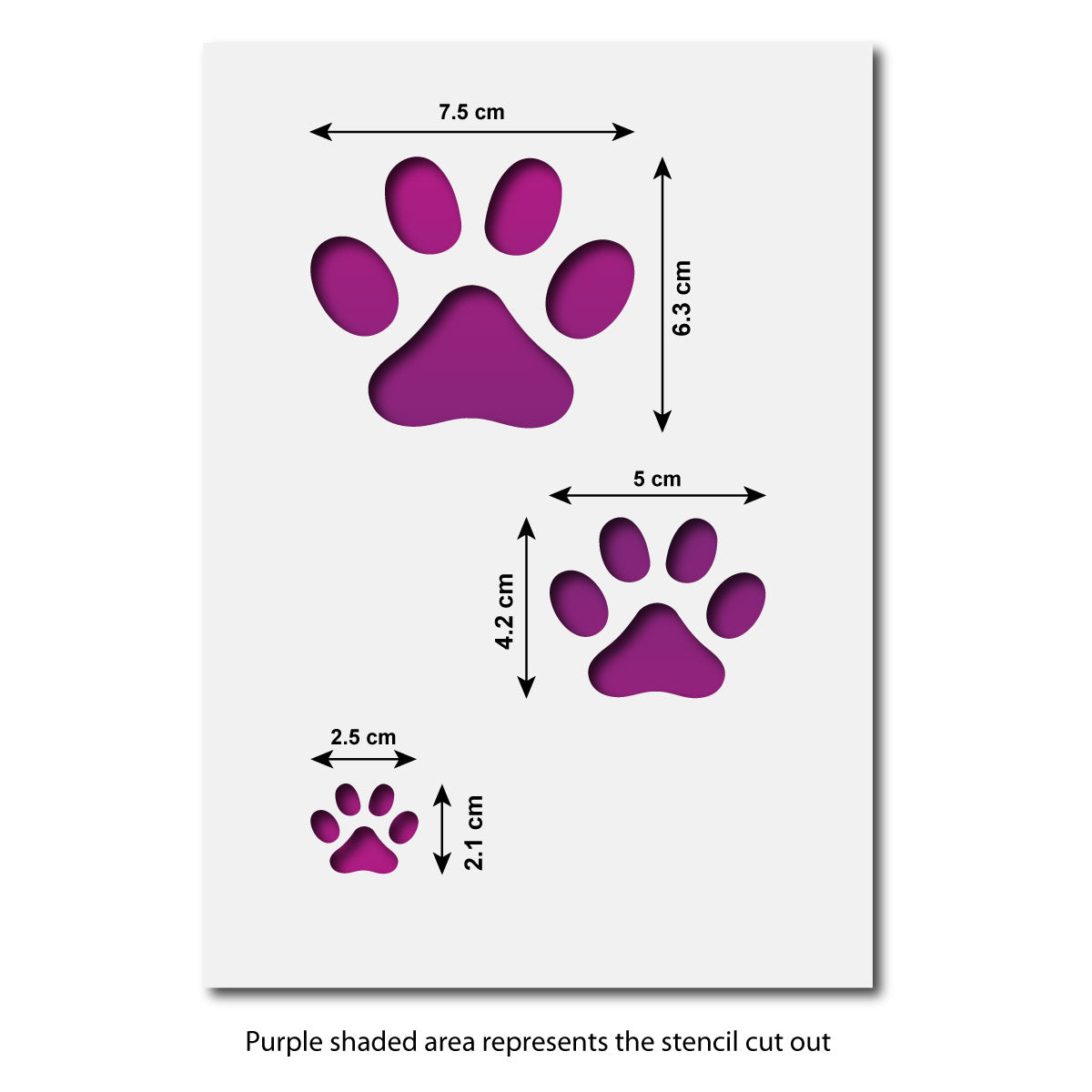 CraftStar Dog Paw Print Stencil Set Sizes