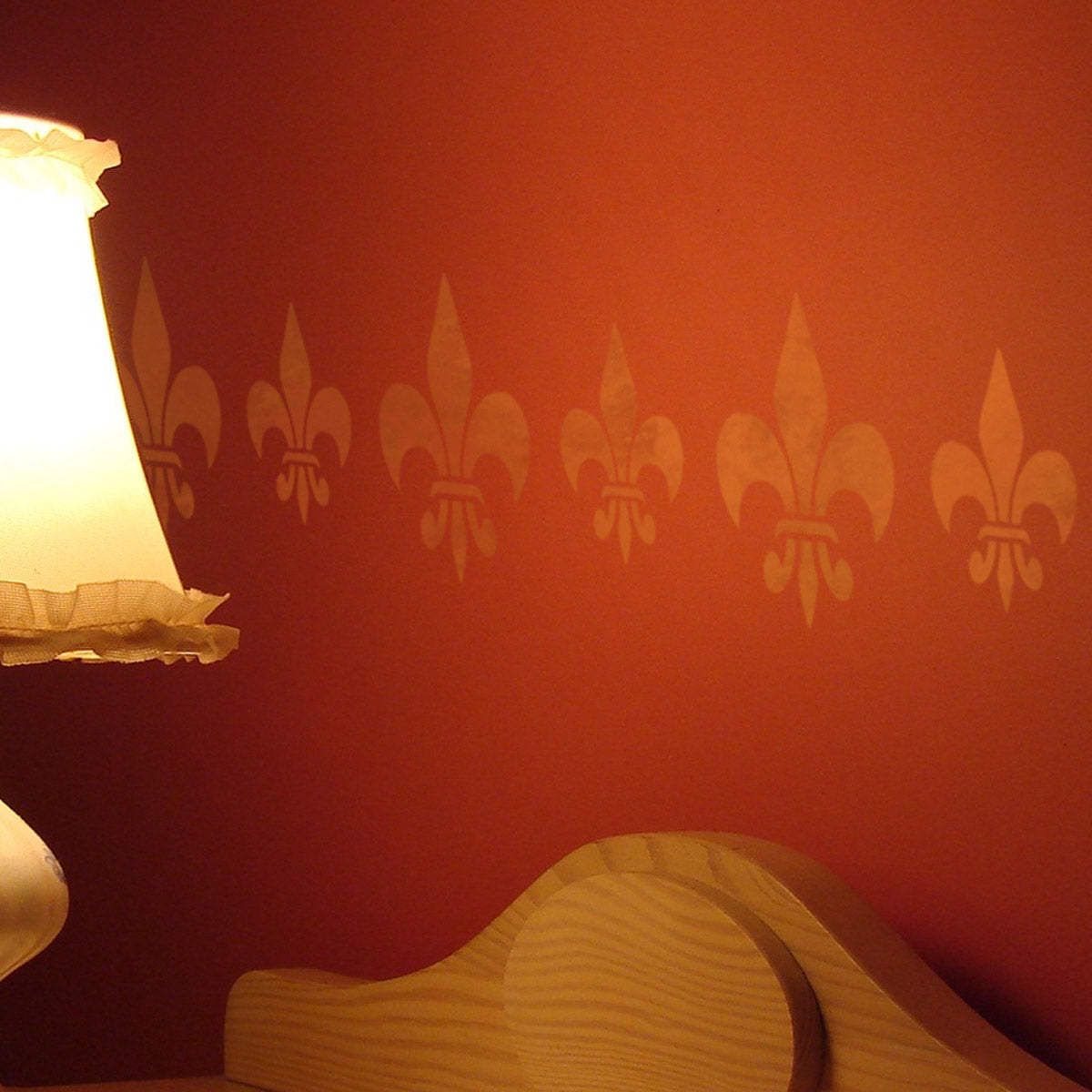 CrafStar Classic Fleur De Lys Stencil Set on bedroom wall