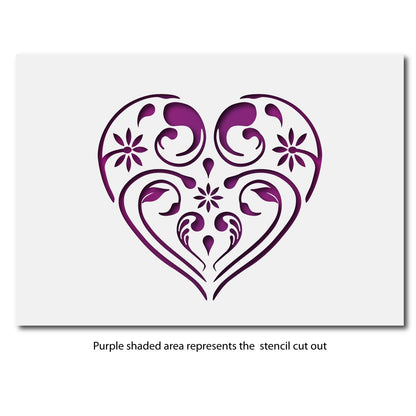 CraftStar Flourish & Flower Heart Stencil Layout