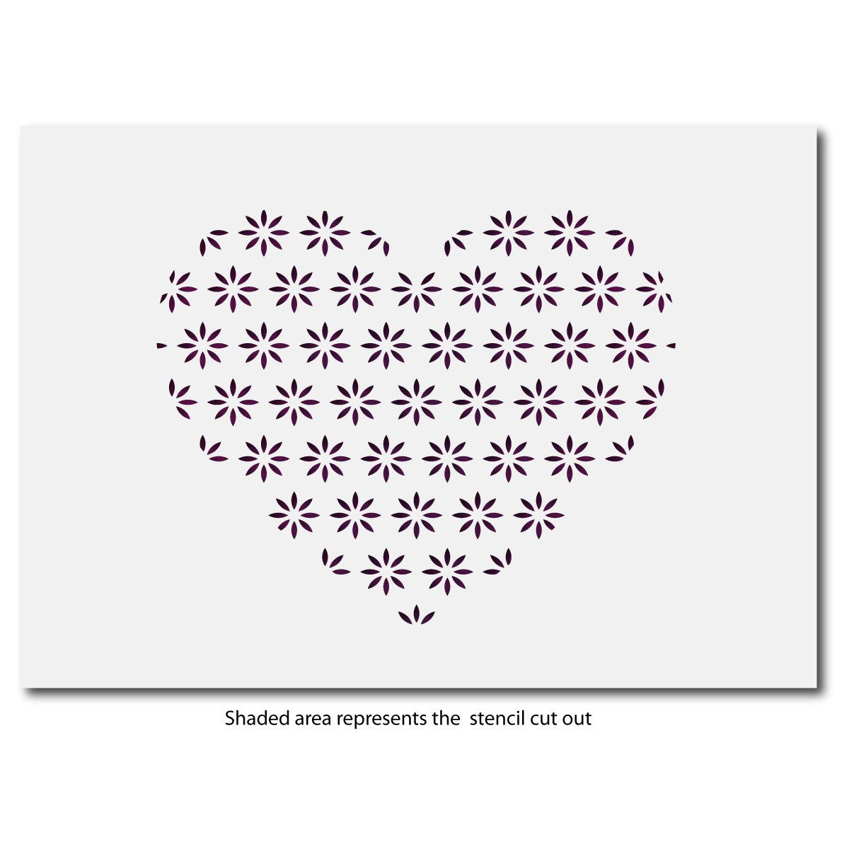 CraftStar Flower Pattern Heart Stencil layout