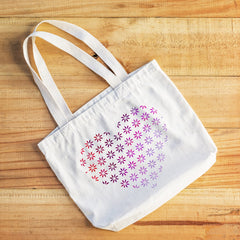 CraftStar Flower Pattern Heart Stencil on fabric bag