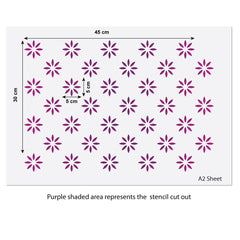 CraftStar 5 cm Flower Pattern Wall Stencil Size Guide