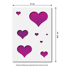 CraftStar Hearts Stencil Set - Size Guide