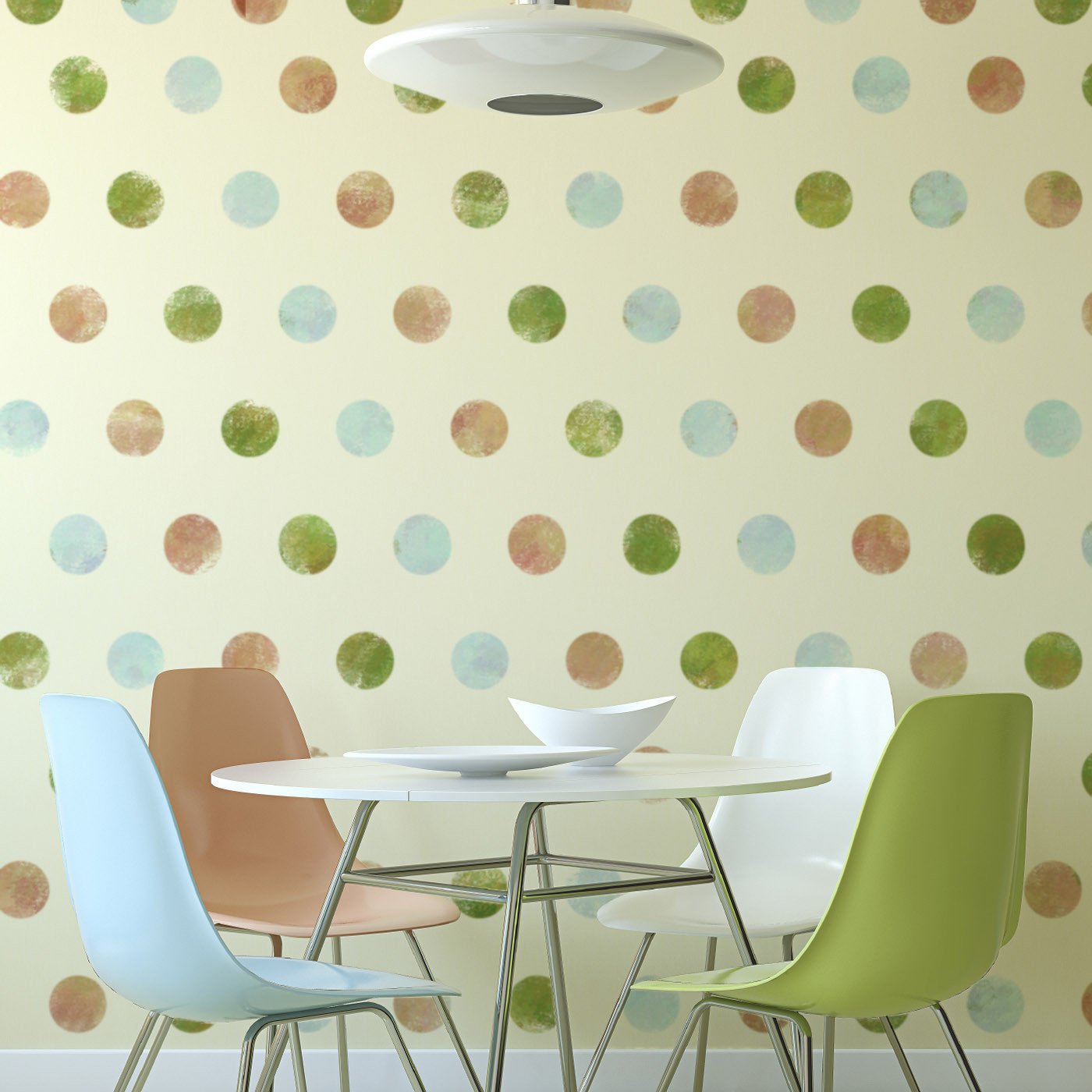 Large Polka Dot Pattern Wall Stencil on Kitchen Wall