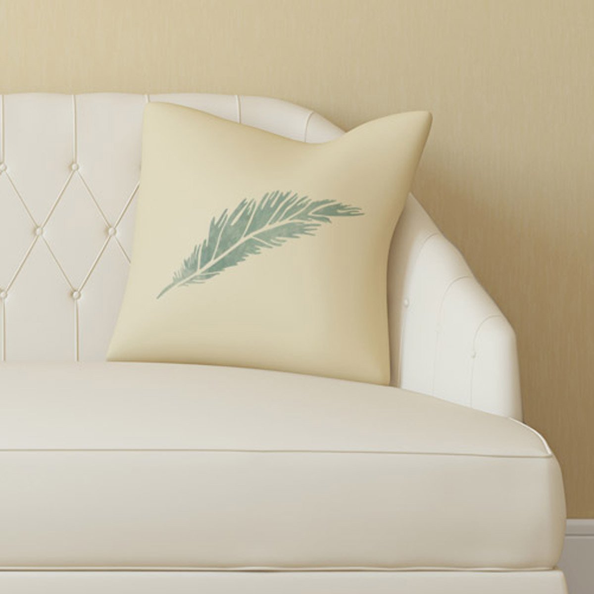 CraftStar Feather Stencil on Fabric Cushion