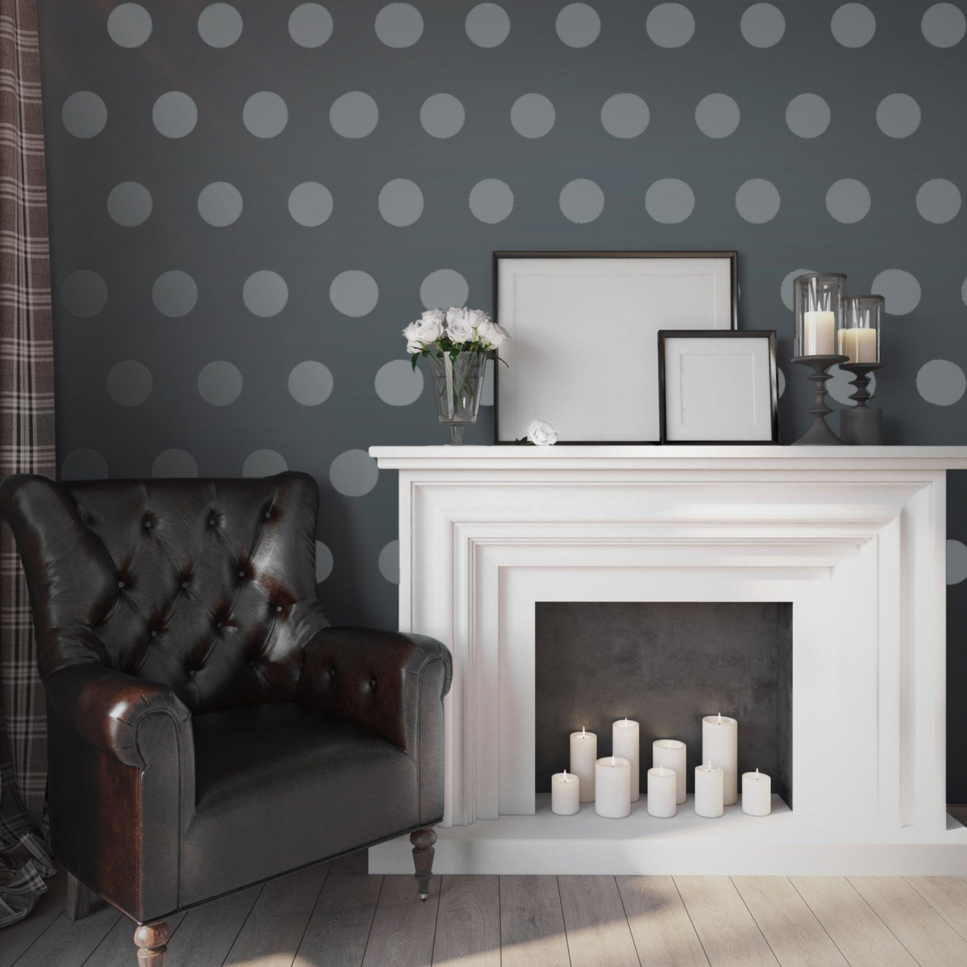 Large Polka Dot Pattern Wall Stencil in living room