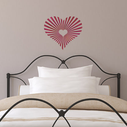 CraftStar Sunburst Heart Pattern Stencil on Wall