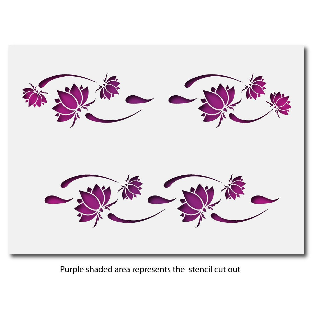 CraftStar Lotus Flower Border Stencil Layout