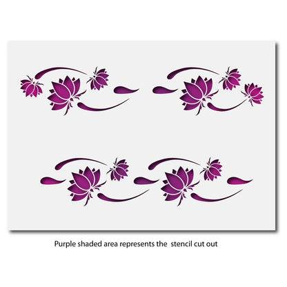 CraftStar Lotus Flower Border Stencil Layout