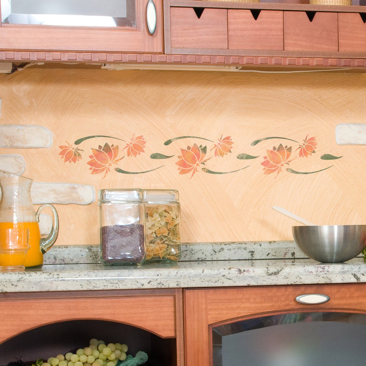 CraftStar Lotus Flower Border Stencil in kitchen