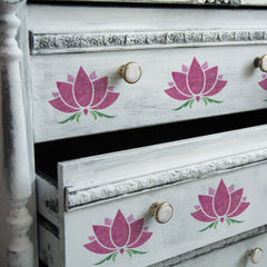 CraftStar Lotus Flower Stencil on furniture