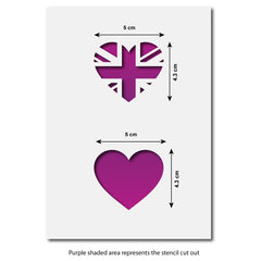 CraftStar Heart Shaped Union Jack Stencil - A6 Size