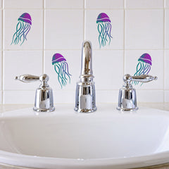 Craftstar Jellyfish Stencils on tiles