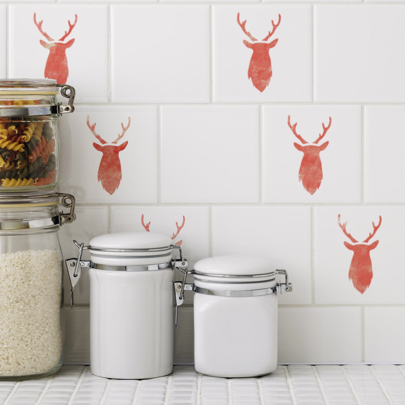 CraftStar Mini Stag Head Stencil on Tiles