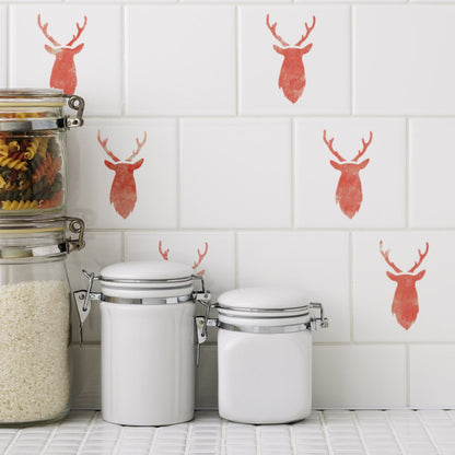 CraftStar Mini Stag Head Stencil on Tiles