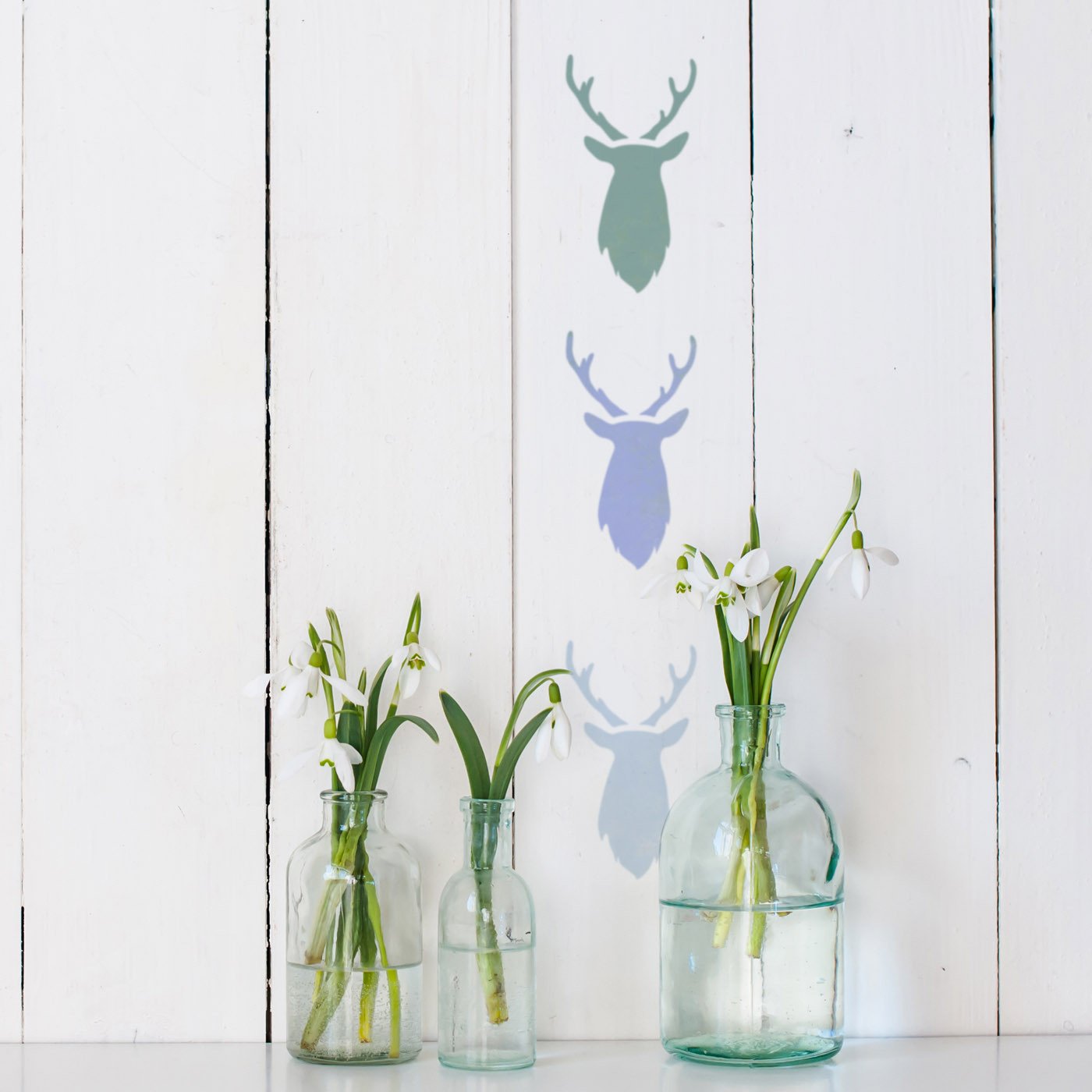 CraftStar Mini Stag Head Stencil on Wall