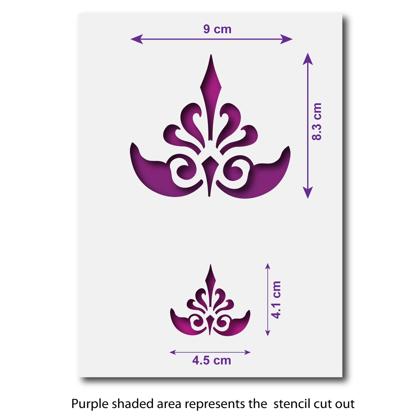 CraftStar Ornate Fleur De Lys Stencil Size Guide