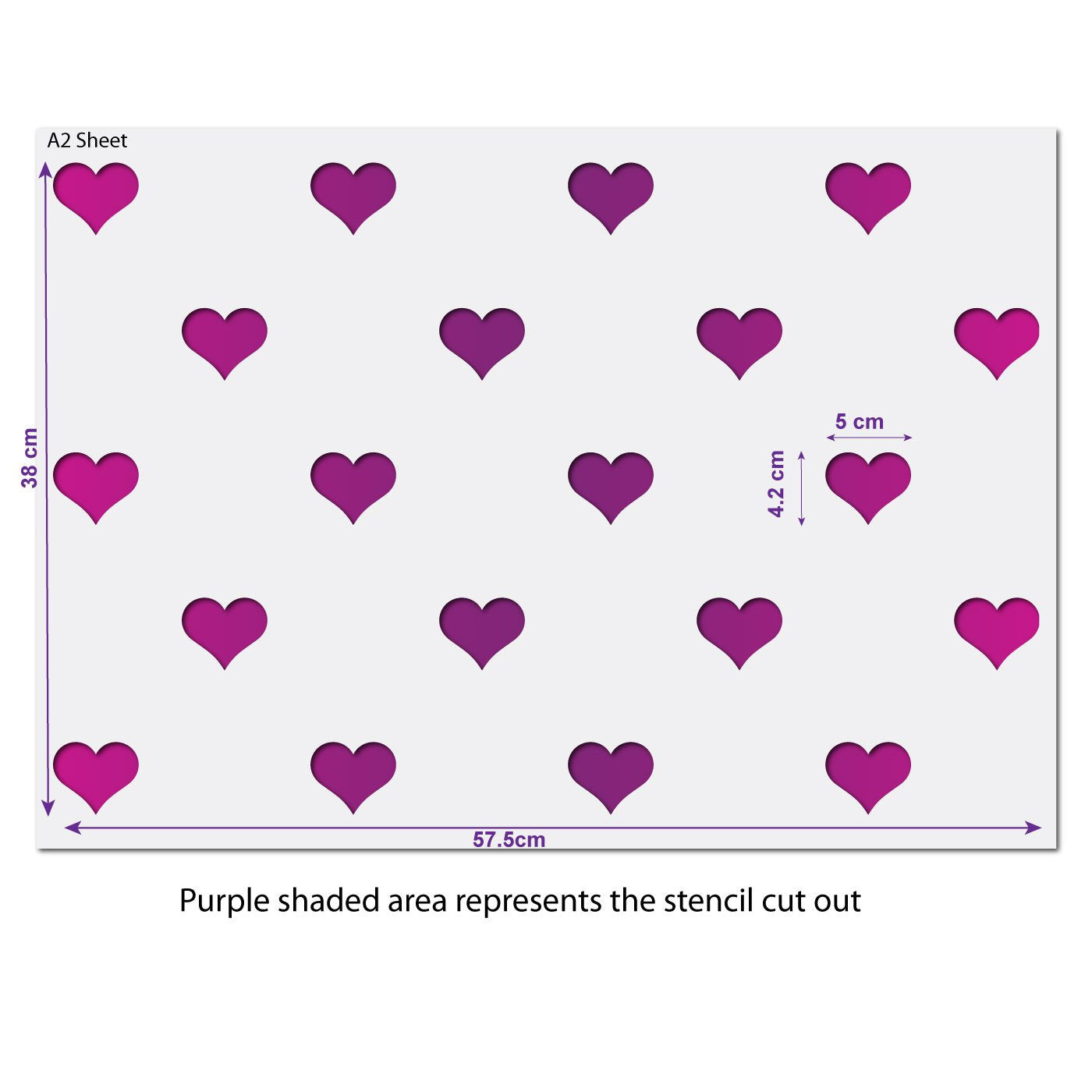 CraftStar Seamless Pattern Heart Stencil Size Guide