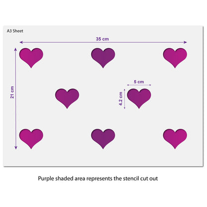 CraftStar Seamless Pattern Heart Stencil Size Guide