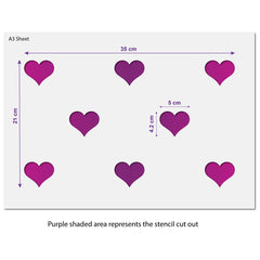 CraftStar Seamless Pattern Heart Stencil Size Guide