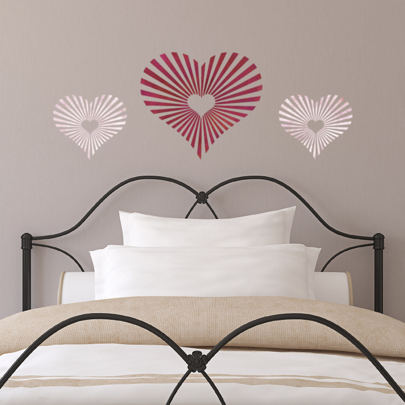 CraftStar Sunburst Heart Stencil on Bedroom Wall